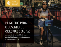 Capa do guia exibe mulher andando de bicicleta em ciclovia