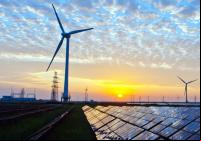 Painéis solares e turbinas eólicas