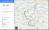 imagem de mapa do Google Maps com opções de transporte coletivo disponíveis para o trajeto