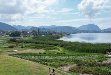 vista aérea de jardins filtrantes do Parque Orla Piratininga, em Niterói