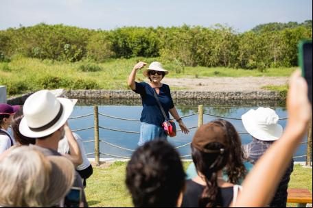 Cecília Herzog, especialista em soluções baseadas na natureza, em conversa com grupo de diversas cidades