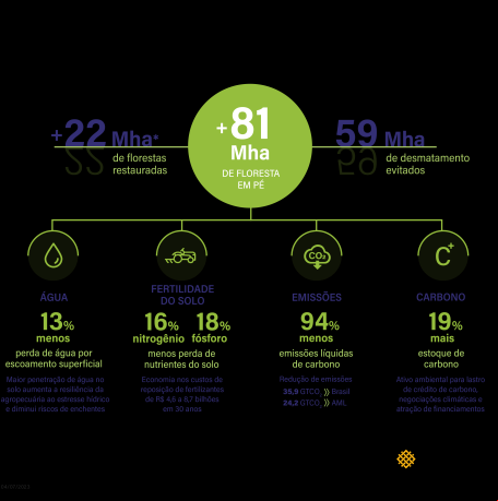 Gráfico mostra os benefícios ambientais e climáticos da Nova Economia da Amazônia