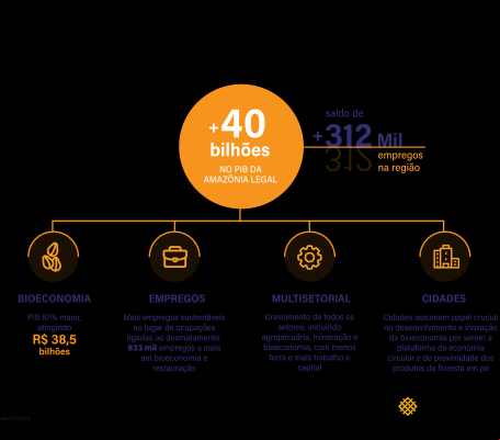 Gráfico mostra os benefícios econômicos e sociais da Nova Economia da Amazônia