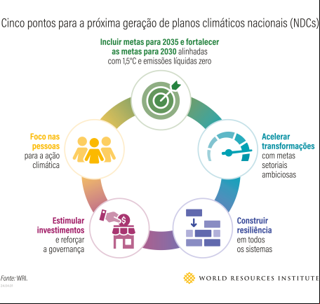 gráfico mostra os 5 pontos das novas ndcs