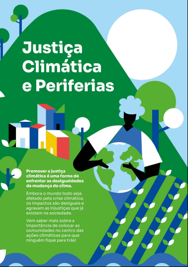 ilustração colorida com os dizeres justiça climática e periferias