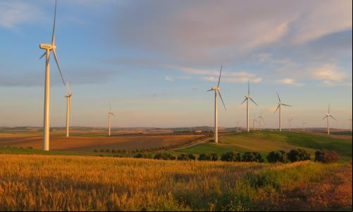 Produção de energia eólica em Jerez de la Frontera, na Espanha