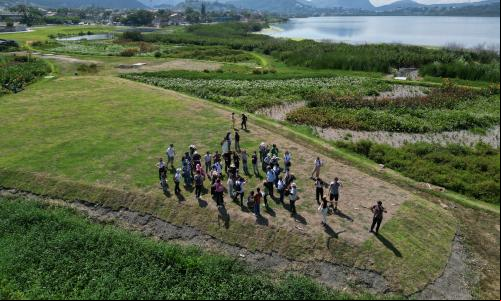pessas reunidas em grande parque natural no meio da cidade