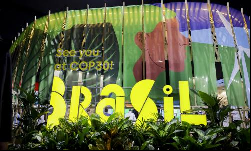 Pavilhão da ApexBrasil na COP29 em Baku, Azerbaijão, Novembro 11, 2024.