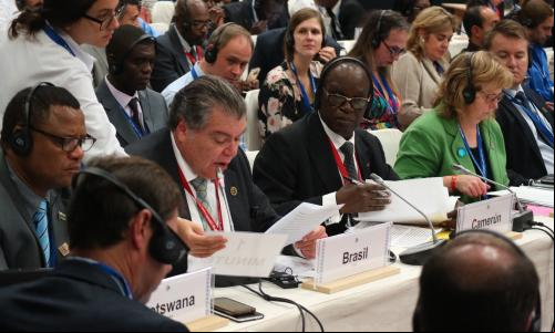 O ministro do Meio Ambiente, Sarney Filho, durante anúncio na COP13 (Foto: Aurélio Padovezi/WRI Brasil)