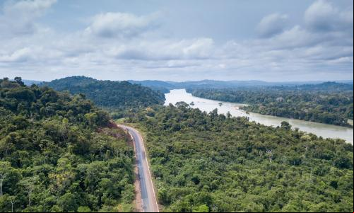 imagem aérea da BR-163 na Amazônia, Pará